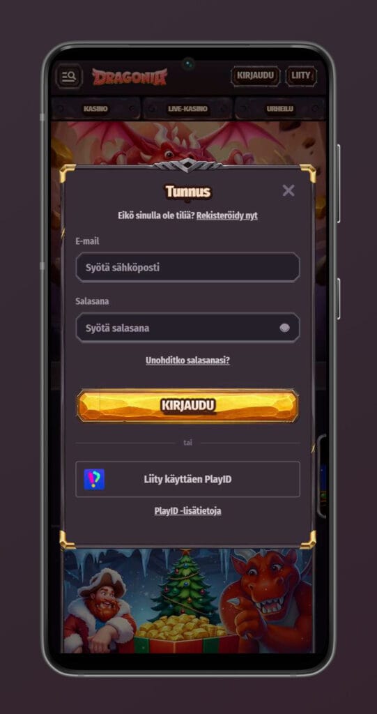 Kirjaudu sisään dragonia casino mobiilisovellukseen