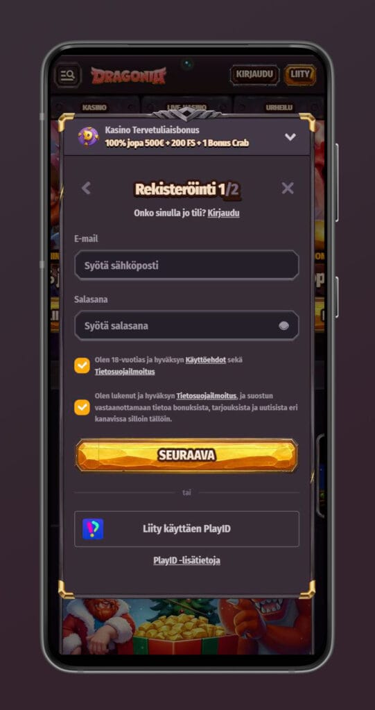 dragonia kasinon Rekisteröidy